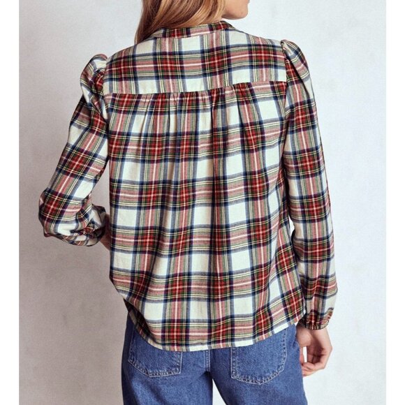 NWOT Boden Layla Brushed Cotton Top Plaid Shirt Blouse Size 8 - Picture 3 of 16